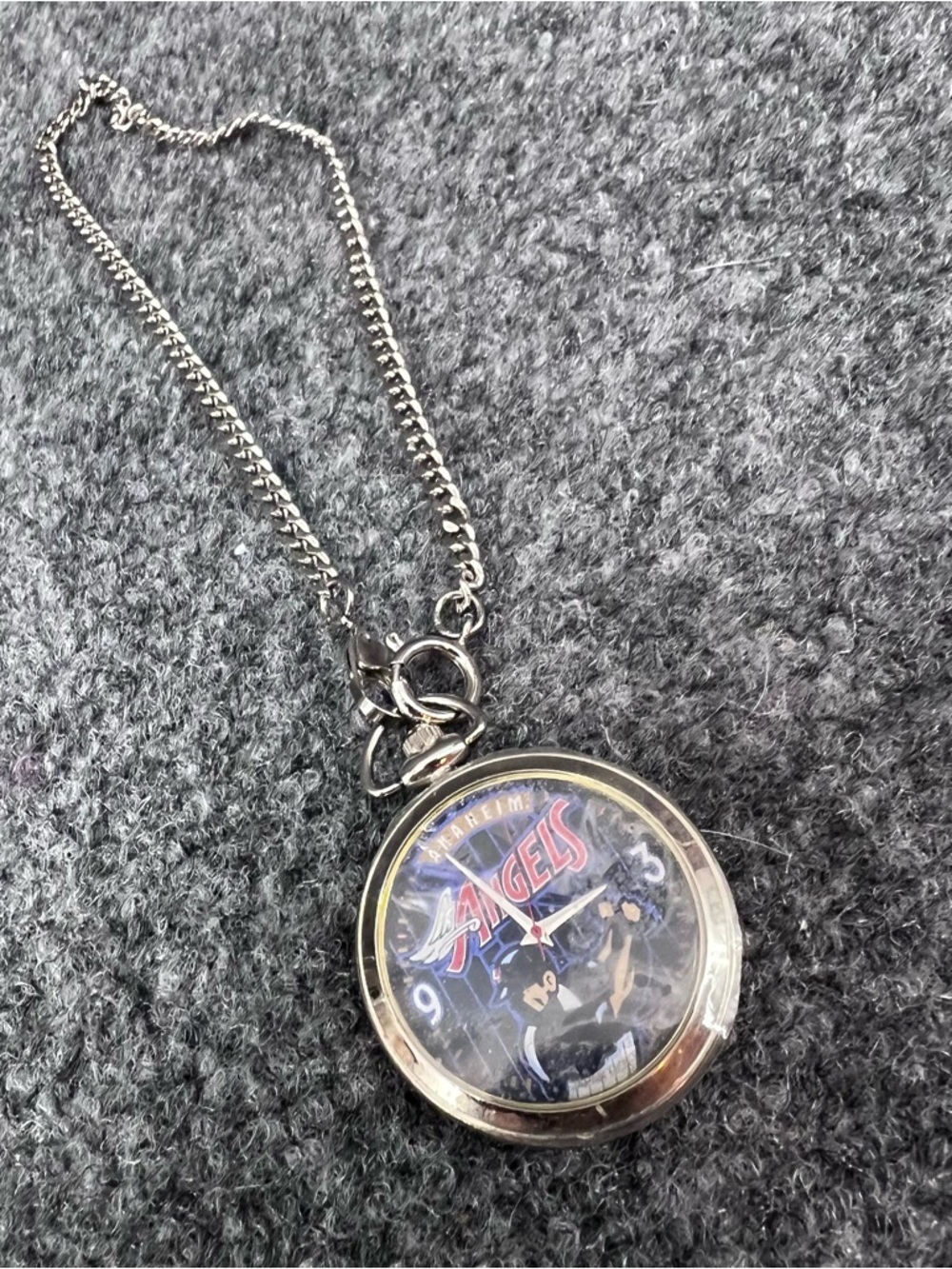Japan Movt Anaheim Angels Baseball Pocket Watch With Chain New Battery